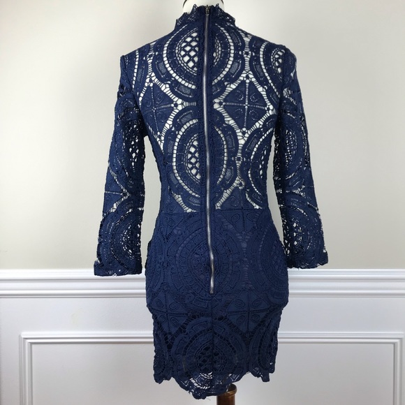 SHEIN | Navy Blue Crochet Mini Dress - Picture 4 of 7